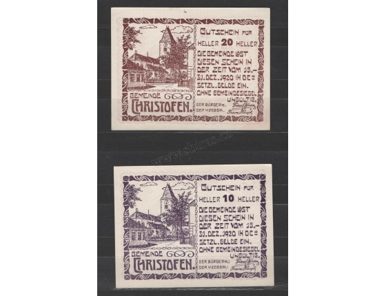 Rakousko - sada nouzových bankovek Sankt Christofen 1920