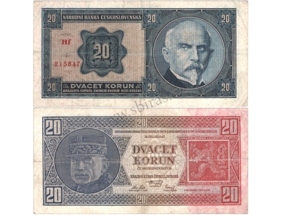 20 korun 1926 neperforovaná, série Hf