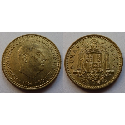 Španělsko - 1 peseta 1966, generál Franco