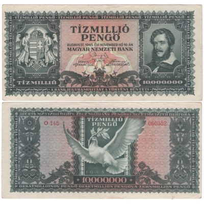 Maďarsko - bankovka 10 milionů pengo 1945