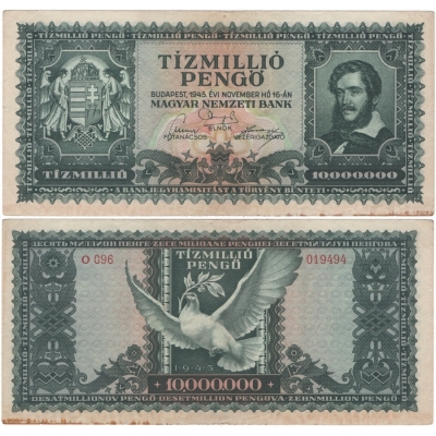Maďarsko - bankovka 10 milionů pengo 1945