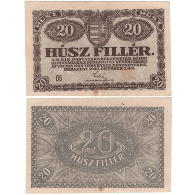 Maďarsko - bankovka 20 filler 1920