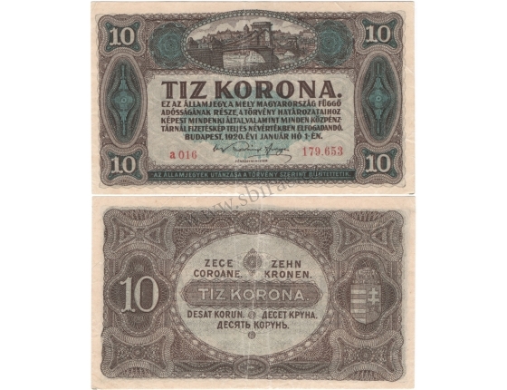 Maďarsko - bankovka 10 korona 1920