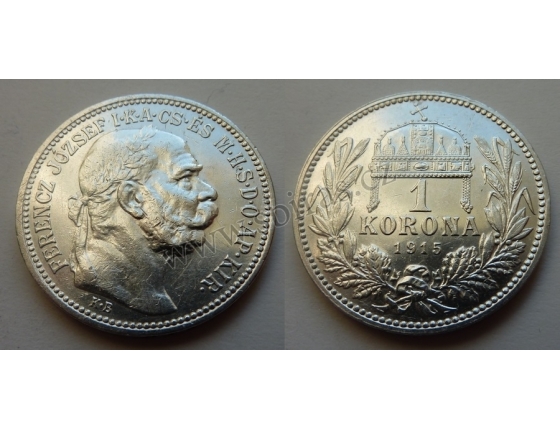 František Josef I. - stříbrná mince 1 koruna 1915 k.b.