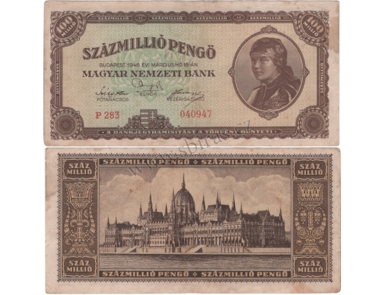 Maďarsko - bankovka 100 milion Pengo 1946