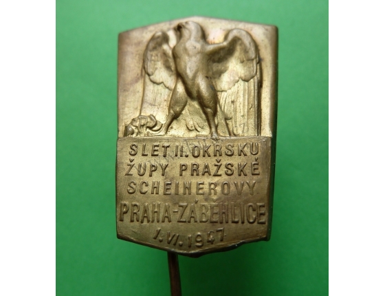 Sokol Praha Záběhlice - slet župy 1947, odznak jehla
