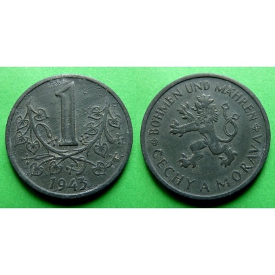 Protektorát Čechy a Morava - mince 1 koruna 1943
