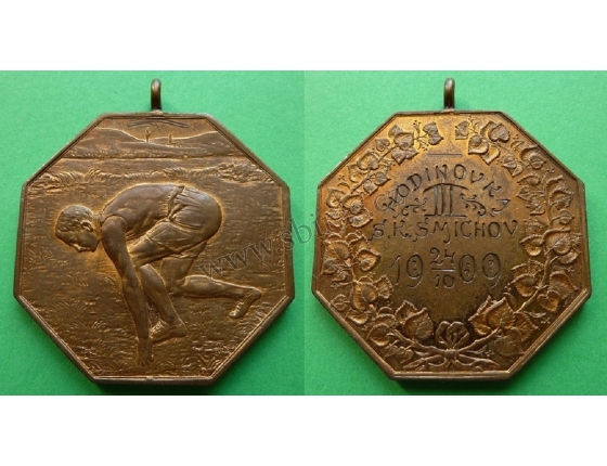 SK SMÍCHOV, medaile za III. místo v hodinovce 1909