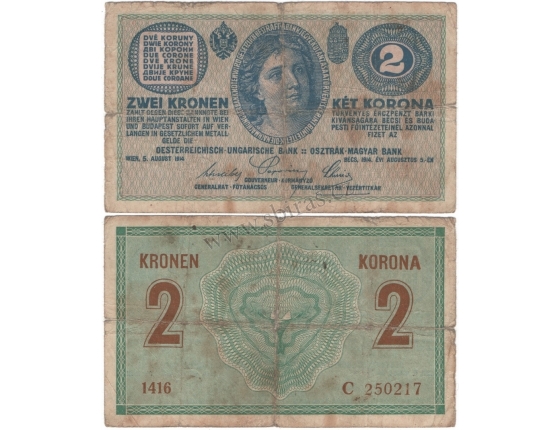 Österreich Ungarn - 2 Krone Banknote, 1914, Serie C