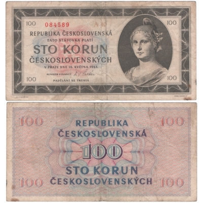 100 korun 1945, neperforovaná, série A