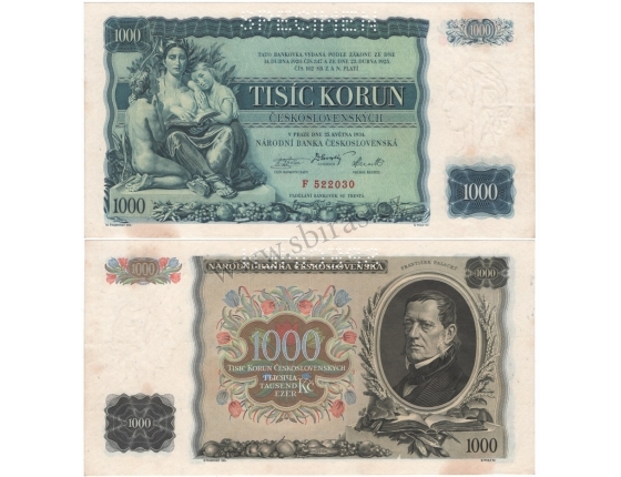 1000 korun 1934, série F