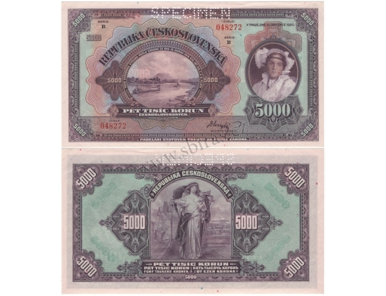 5000 korun 1920, série B