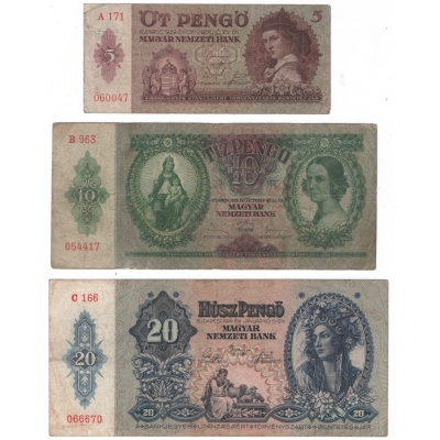 Maďarsko - sada bankovek platných na našem území