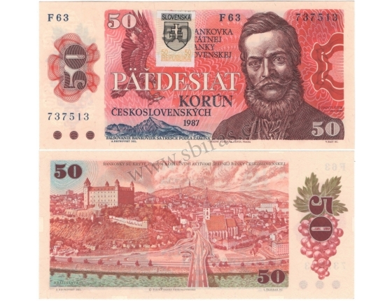 Slovensko - bankovka 50 korun 1987/1993, slovenský kolek
