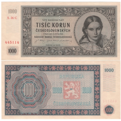 1000 Kčs 1945, aUNC, série C