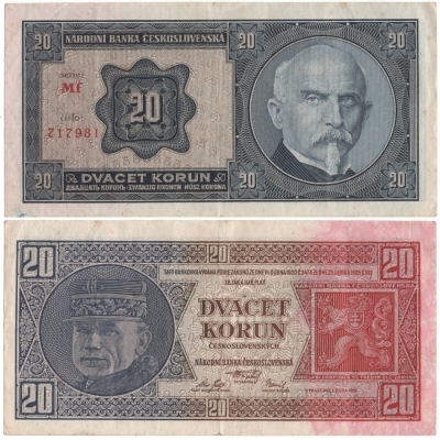 20 korun 1926 neperforovaná, série Mf