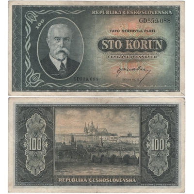 100 korun 1945, T.G. Masaryk