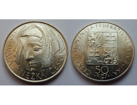 50 korun 1990 - První výročí svatořečení Anežky České