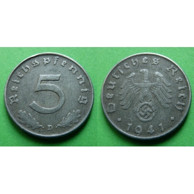 Nacistické Německo - 5 pfennig 1941 D