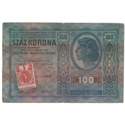 100 korun 1912, stříhaný kolek