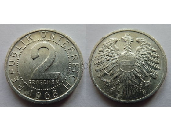 Rakousko - 2 groschen 1968