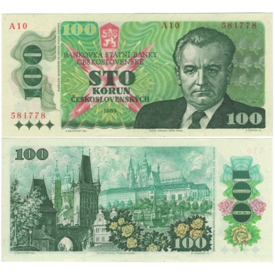 100 korun 1989 série A10, UNC