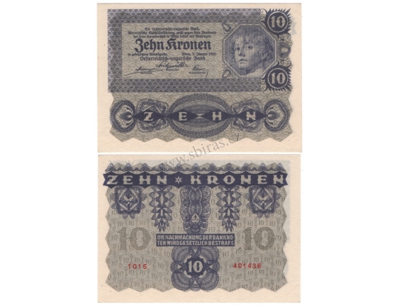 Rakousko - bankovka 10 korun 1922