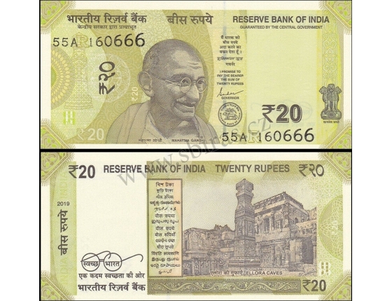 Indie - bankovka 20 rupees 2019 UNC