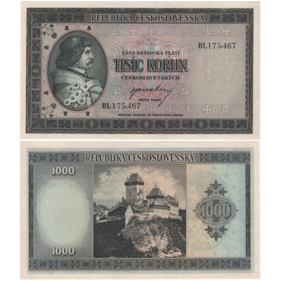 1000 korun 1945, Jiří z Poděbrad, série BL, aUNC