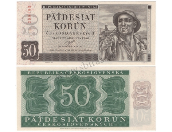 50 korun 1950, série A, UNC