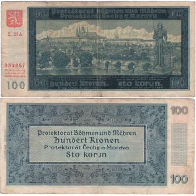 100 korun 1940, neperforovaná, I. vydání, série A