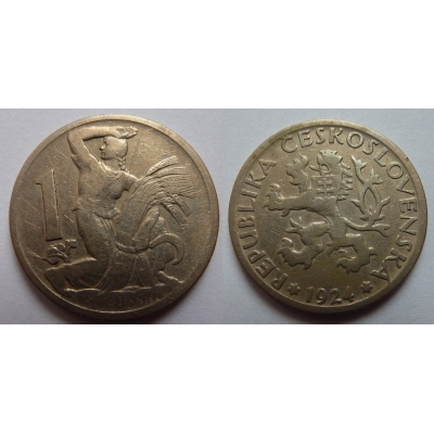 Československo - mince 1 koruna 1924