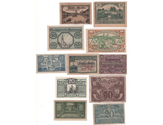 Konvolut nouzových bankovek Rakouska - 11 ks