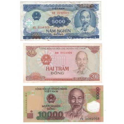 Vietnam - sada 3 bankovek
