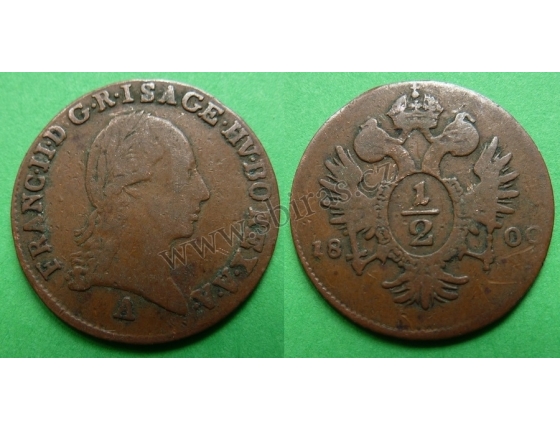 František I. - mince 1/2 krejcar 1800