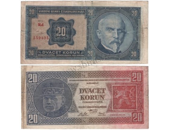 20 korun 1926, neperforovaná série Rd