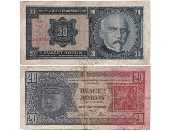 20 korun 1926 neperforovaná, série Jf