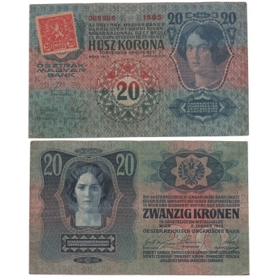 20 korun 1913, zoubkovaný kolek