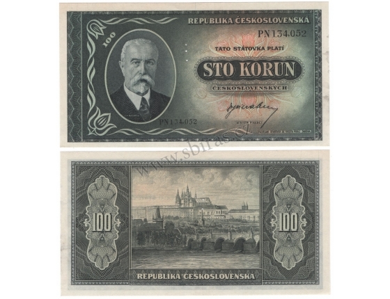 100 korun 1945, T.G. Masaryk, UNC