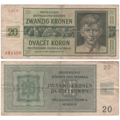 20 korun 1944, neperforovaná, série A
