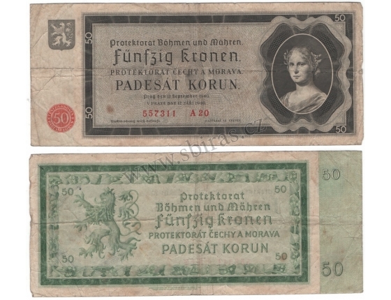 50 korun 1940, neperforovaná, série A