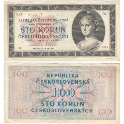 Czechoslovakia - 100 crowns banknote 1945