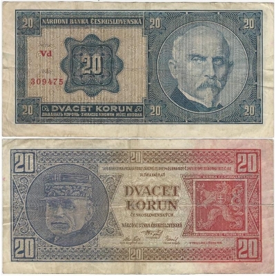 20 korun 1926 neperforovaná, série Vd