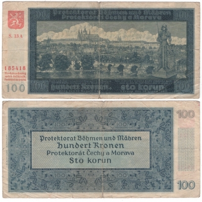 100 korun 1940, neperforovaná, II. vydání, série A
