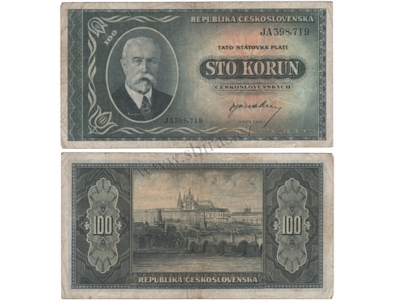 Czechoslovakia - 100 crowns banknote 1945 T.G. Masaryk