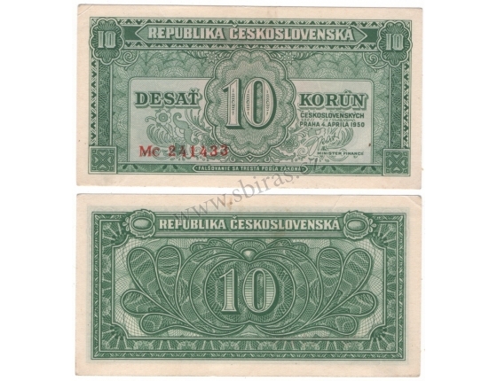 Czechoslovakia - 10 crowns banknote 1950