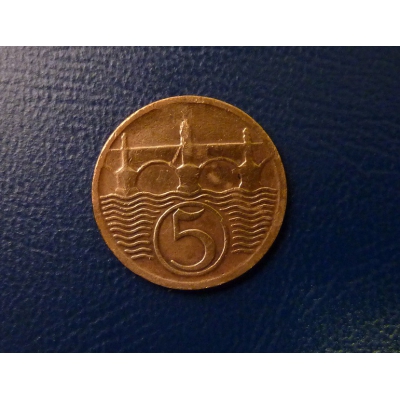 Československo - mince 5 haléřů 1929