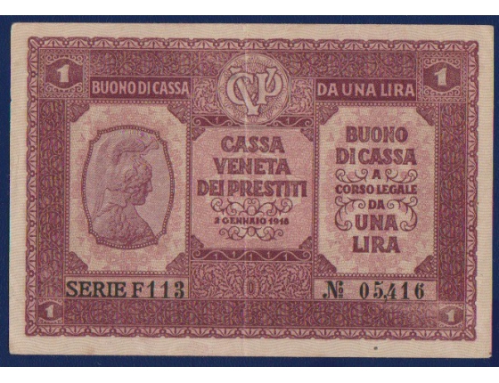 Bankovka: Itálie - 1 lira 1918 Cassa Veneta