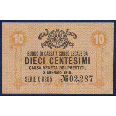 Bankovka: Itálie - 10 Centesimi 1918 Cassa Veneta