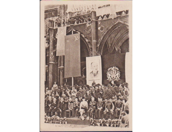 Tschechoslowakei - Postkarte Speech Regierung auf dem Altstädter Ring in 1945